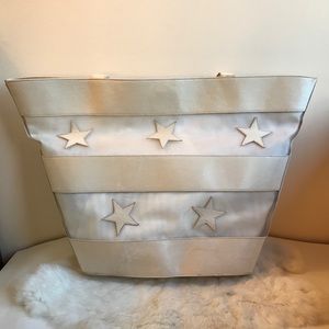 Escada Leather Stars & Stripes Tote Bag White